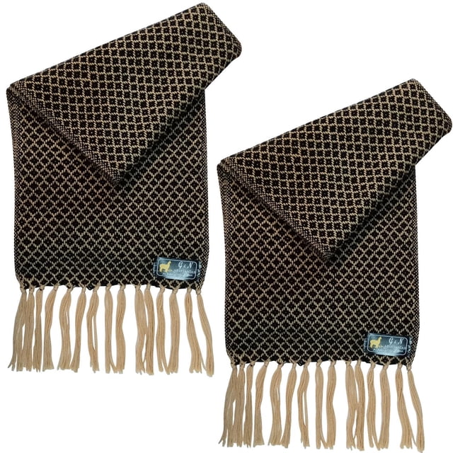 Bufanda Hecha a Mano AlpacaBlackBeige 2Pzas Negro/Beige 170cm x 21cm Hechas a Mano Alpaca.