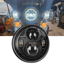 5-3/4" 5.75" Motorcycle LED Headlights Fits Sportster Iron 883 Dyna Street Bob Super Wide Glide Lowrider Night Rod Train Softail, Black