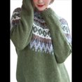 thumbnail image 2 of Suéter de Larga con Cuello Redondo para Mujer, Suéter Informal Estampado, Camisetas de Otoño 2025. Verde XXL, 2 of 10