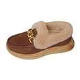 thumbnail image 4 of Pandaie Women's Slip on Loafers Fleece Lined Fuzzy Warm Winter Snow Boots Arch Support Indoor Outdoor Casual Walking Shoes Brown 8, 4 of 6