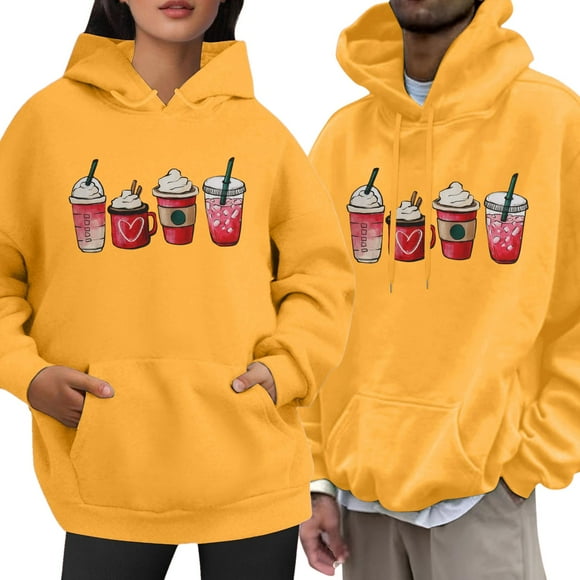 Valentine's Day Fashion Print Loose Hoodie (Men And Women) Hooded Women Pullover Ladies Sweatshirt Casual Womens Sweat Shirts plus Size French Tunic Sweatshirts Baggy Womens Lightweight Sweatshirt