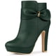 thumbnail image 1 of Botines de tacón alto grueso con plataforma y decoración de lazo para mujer Verde oscuro 36, 1 of 6