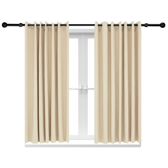 Sunnydaze Modern 2-Piece Beige Solid Room-Darkening Indoor or Outdoor Curtain Set