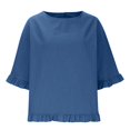 thumbnail image 7 of Summer Sales Womens Summer Tops Cute Lightweight Cotton‑Linen 3/4 Sleeve Summer Casual Blouse Oversized Tshirts for Women Under 12$, 7 of 7