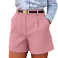 thumbnail image 5 of Dpjklzsn Women's High-Waisted Tailored Shorts, Side Pockets, Belt-loop Waist, Pleated Front for Work, Travel and Dressy Casual Outfits, 5 of 5