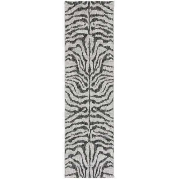 SAFAVIEH Courtyard Gerald Animal Indoor/Outdoor Runner Rug, Grey/Black, 2'3" x 8'