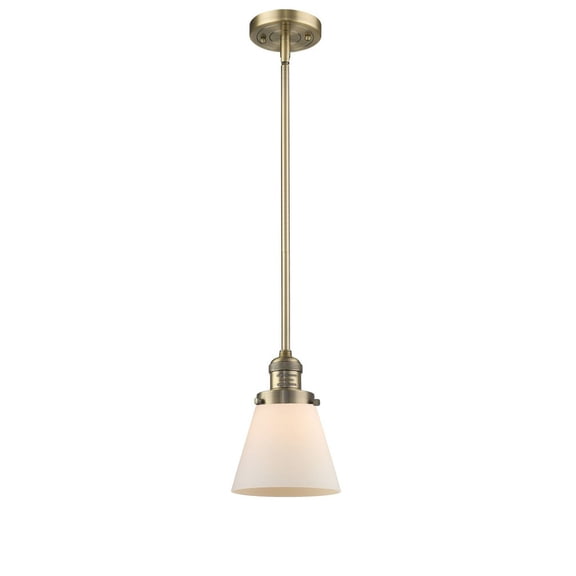Innovations 201S-BB-G61-LED Small Cone 1 Light Mini Pendant part of the Franklin Restoration Collection, Brushed Brass