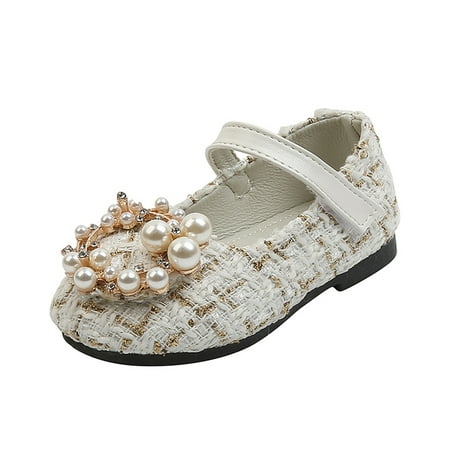 

Wesracia Toddler Shoes Infant Kids Baby Girls Pearl Crystal Bling Bowknot Single Princess Shoes Sandals