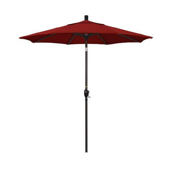 California Umbrella GSPT758117-SA03 Parasol de Marché en Fibre de Verre de 7,5 Pi à Inclinaison par Pression Bronze-Pacifica-Rouge