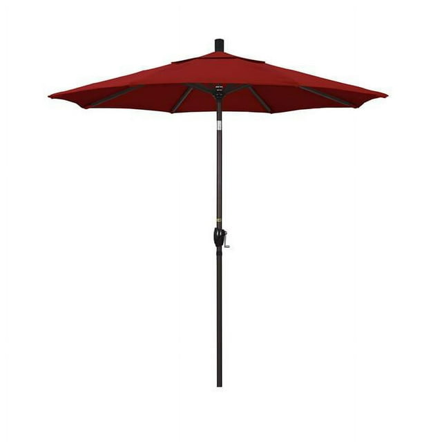 California Umbrella GSPT758117-SA03 Parasol de Marché en Fibre de Verre de 7,5 Pi à Inclinaison par Pression Bronze-Pacifica-Rouge
