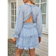 thumbnail image 5 of Dokotoo Women's Sky Blue Above Knee Length Dress V Neck High Waist Boho Dresses Size Large US 12-14, 5 of 5