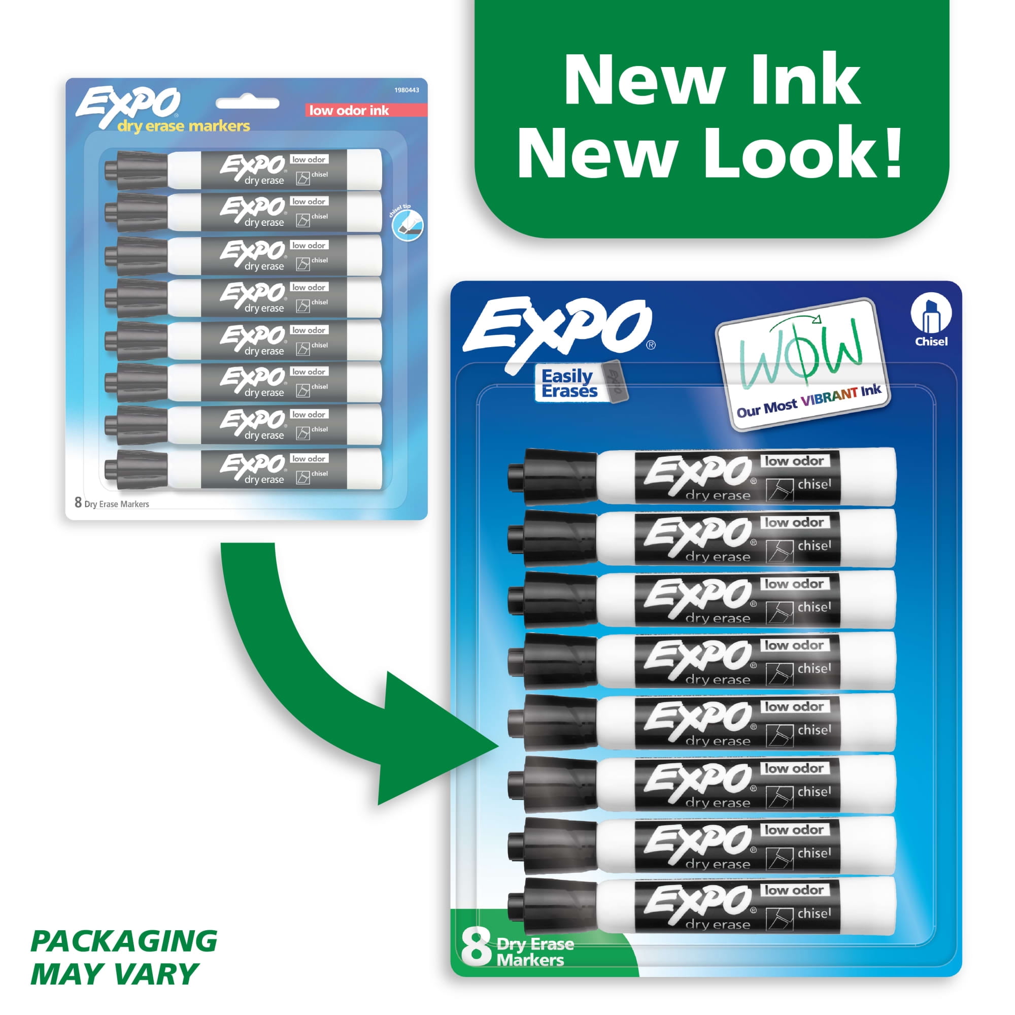 EXPO Dry Erase Markers, Chisel Tip, Black, 8 Count
