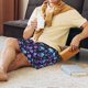 thumbnail image 5 of Balery purple Skull flower Pantalones cortos de pijama de punto de algodón para hombre con cinturilla y bolsillos-X-Large, 5 of 6