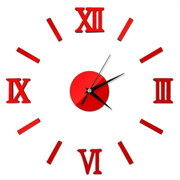 Roman Numerals Frameless Large Acrylic Mirror Surface 3D DIY Wall Clock Wall Decor