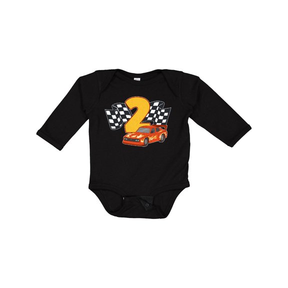 Inktastic Number Two Race Car Boys or Girls Long Sleeve Baby Bodysuit
