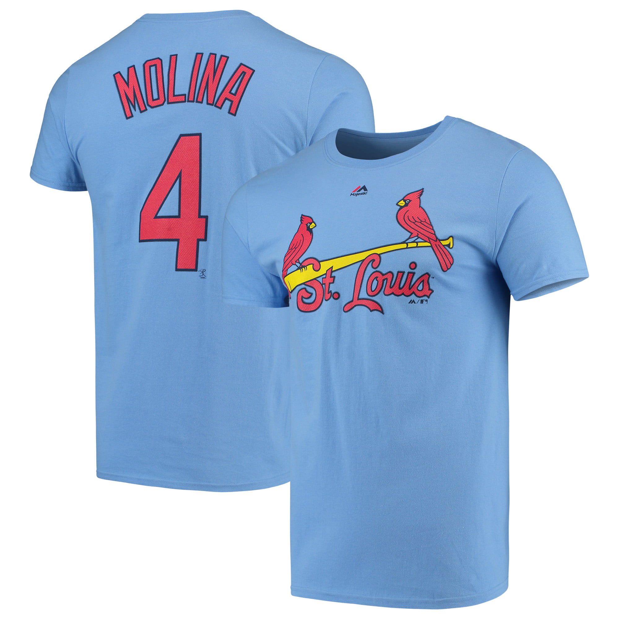 Yadier Molina St. Louis Cardinals Majestic Logo Official Name & Number T-Shirt - Light Blue ...