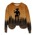 thumbnail image 4 of Ayolanni Womans Tops Brown Long Sleeve Pullover Western Cowboys Crew Neck Blouses Women's Shirts XL, 4 of 4