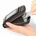 thumbnail image 3 of Genuine Leather Holder Zipper Credit Card Wallet RFID Credit Card Wallet with ID Card Window, 3 of 6
