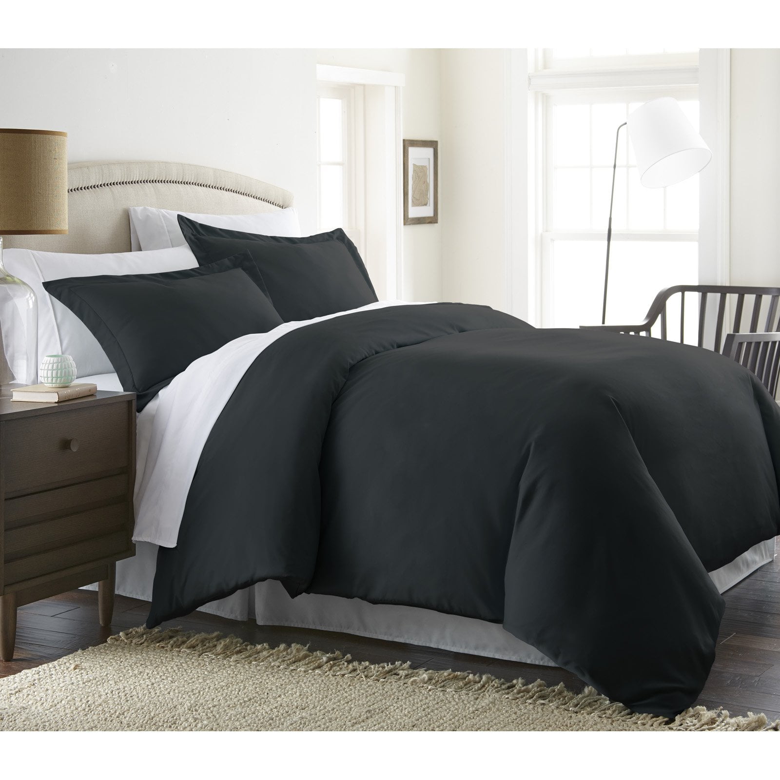 Black 3 Piece Duvet Cover Set Twin/Twin Extra Long, by Simply Soft