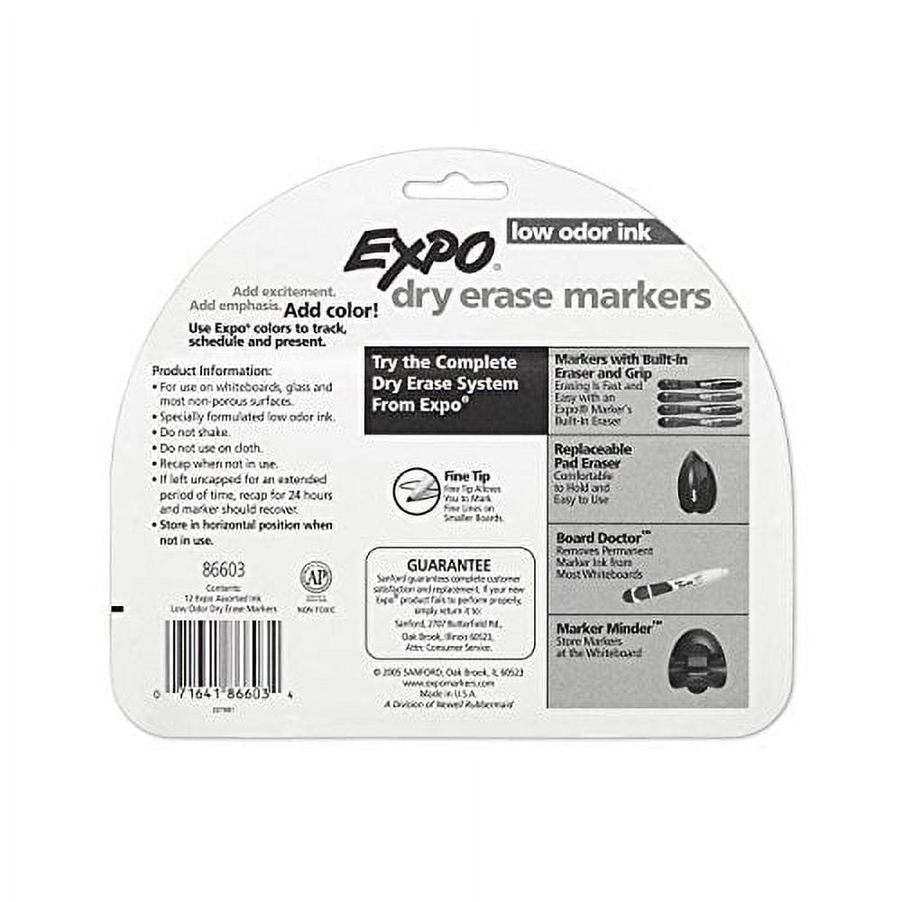 Expo 86603 Assorted 12-Color Low-Odor Fine Point Dry Erase