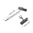 thumbnail image 2 of Unique Bargains 10Set Ribbon Crimp Clamp Ends Lobster Claw Clasps & Chain 20mm Metallic Black for DIY, 2 of 7