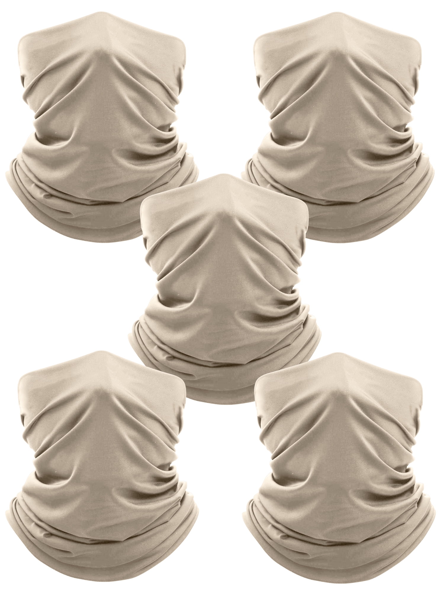 5Pack Moisture Wicking Breathable Stretch Face Neck Gaiter Mask