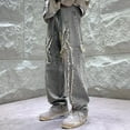 thumbnail image 2 of TINZ Jean Hop Polyvalent à Jambe Droite Taille Haute pour Homme Printemps Automne Brossé Effet Usé Grande Taille Rétréci, 2 of 7