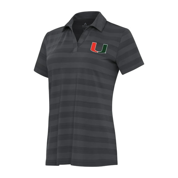 Women's Antigua Charcoal Miami Hurricanes Tunnel Polo