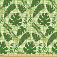 thumbnail image 2 of Ambesonne Tropical Fabric by the Yard Upholstery, Various Exotic Leaves Plot, 5 Yards, Olive Green and Pale Yellow, 2 of 5