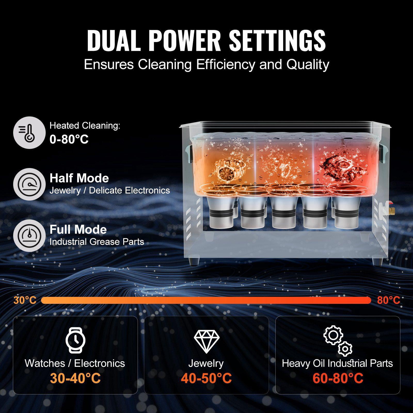 30L 600W Digital Ultrasonic Cleaner with Timer Heater Upgraded Degassing Gentle Mode 40kHz Industrial for Jewelry Tools Retainer