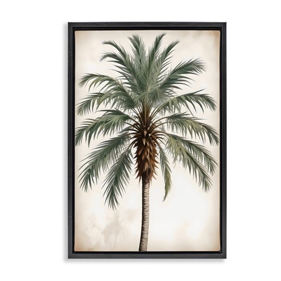 Stupell Industries Cottage Centered Feathered Palm Black Floating Frame Canvas Art, 17 x 25, by LSR Design Studio