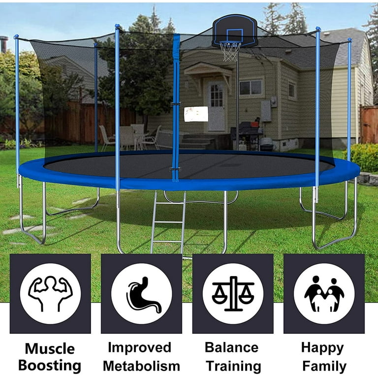 Triple Tree 10ft Trampoline For Kids/Adult With Safe Enclosure Net, 660lbs Capacity For 3-4 Kids, Outdoor Fitness Trampoline With Waterproof Jump Mat