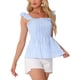 thumbnail image 1 of INSPIRAR CHIC Blusa de cuadros con peplum para mujer, cuello cuadrado, sin mangas, verano, color azul, 1 of 6