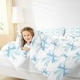 thumbnail image 4 of Manfei Kid Blue Bow-tie Queen Comforter Set, Kawaii Princess Style Bedding Comforter Set, Fashion Ribbon Bowknot Reversible Bedding Set, Breathable Home Decor, 3pcs, 4 of 8