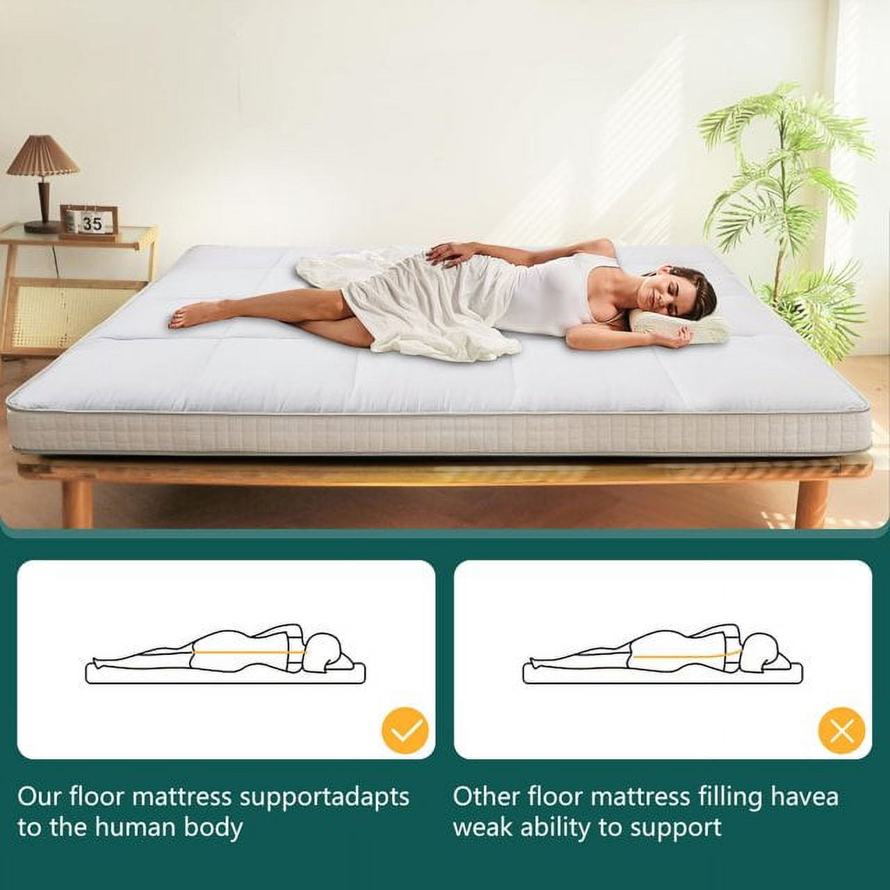 ABORON 5 Inch Thicker Futon Mattress , Padded Japanese Floor Mattress for Adults , Extra Thick Folding Sleeping Pad with Bandage and Storage Bag ( Twin , Gray )