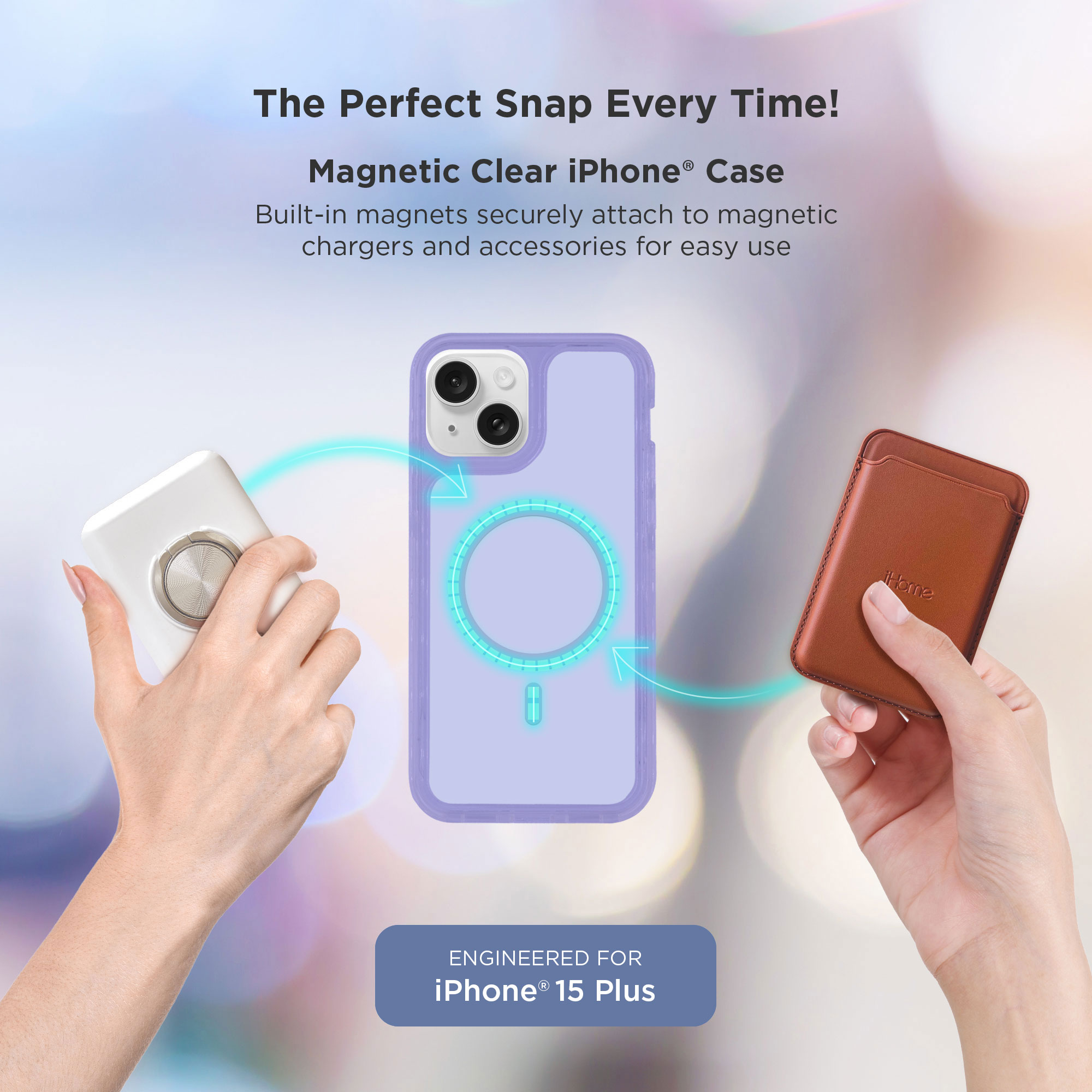 iHome Velo iPhone 16 Plus/15 Plus Case, Purple photo 2
