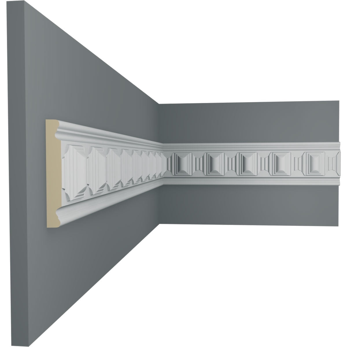 Ekena Millwork 2 3/8"H x 5/8"P, 94 1/2"L, (1 7/8" Repeat), Carrillo Chair Rail (12-Pack)