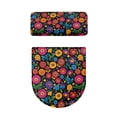 thumbnail image 2 of HELLHERO Colorful Flowers Toilet Lid Covers 2 Pieces Polyester Fabric Stretchy Fabric for Women, 2 of 8