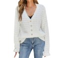thumbnail image 3 of Vedolay Women Sweater Womens Button Down Long Sleeve Soft Knit Cardigan Sweaters White,L, 3 of 5