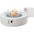 thumbnail image 2 of 3-Piece Propane Fire Pit Table Set w Tank Table & Glass Wind Guard, 41-Inch Outdoor Gas Fire Table 50,000BTU– Modern Terrazzo Round Firepit for Patio, Garden, and Backyard, 2 of 7