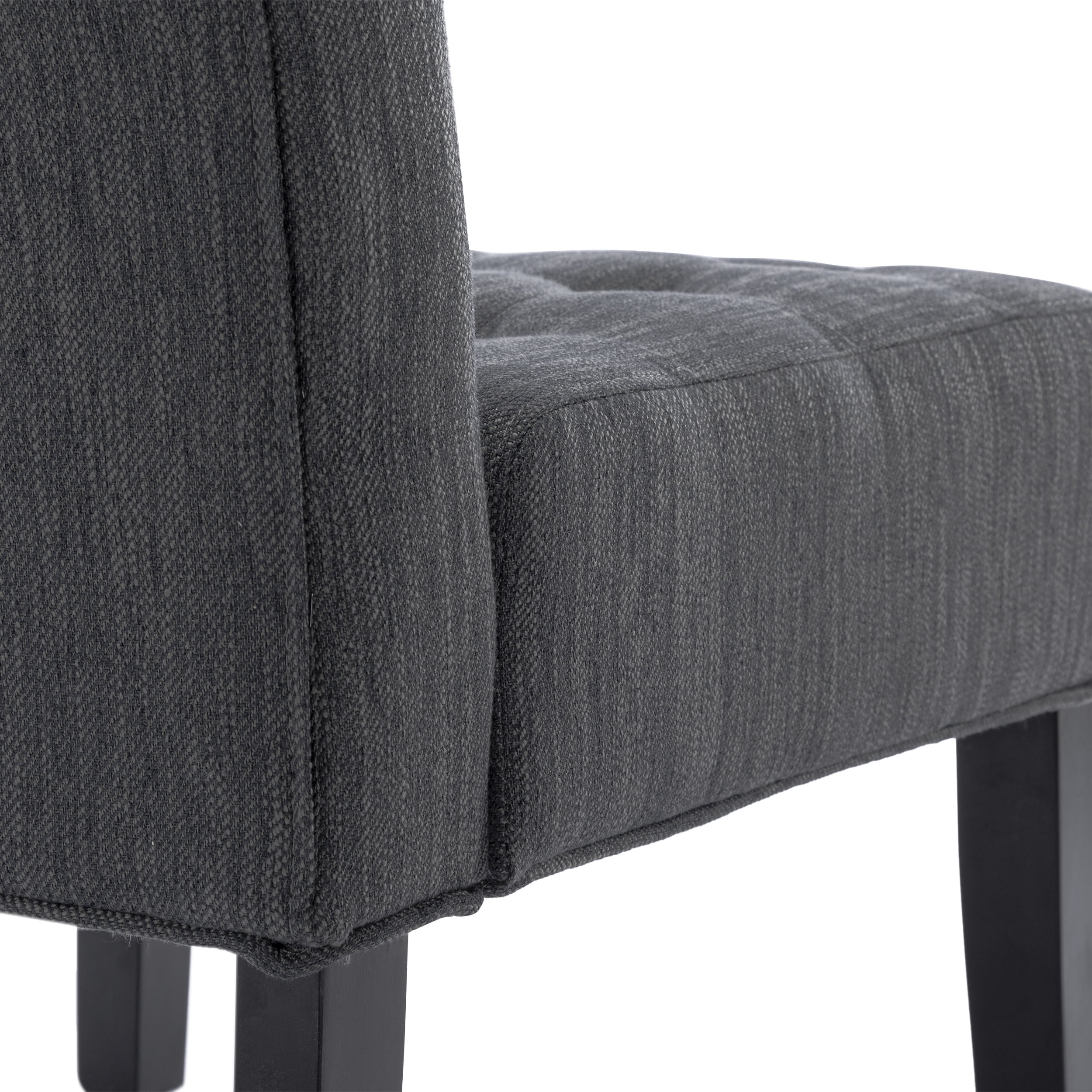 Noble House Loverin Fabric Tufted Slipper Chairs, Set of 2, Charcoal and Matte Black