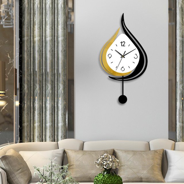 Reloj de pared decorativo multifuncional con péndulo adorno acrílico ligero silencioso para la oficina de la oficina de estudio Café de café casa