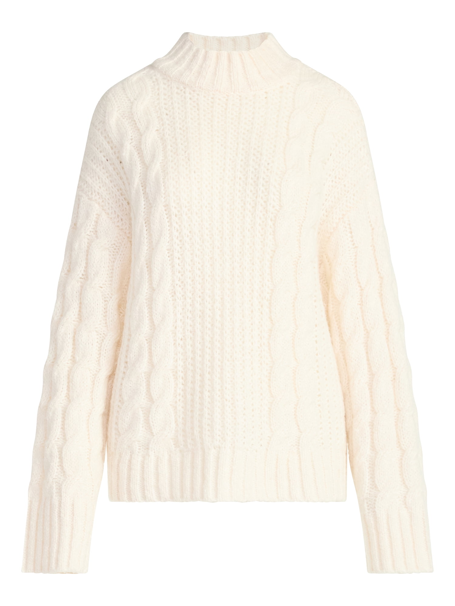 Scoop Women’s Oversized Cable Knit Sweater, Midweight, Size XS-XXL