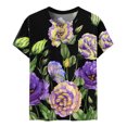 thumbnail image 5 of Hauts d'Été Grande Taille pour Femmes Mode Décontractée Imprimé Col Rond T-shirt Manches Courtes Ample Blouse Pull Col en V T-shirt Femmes en Solde, 5 of 5
