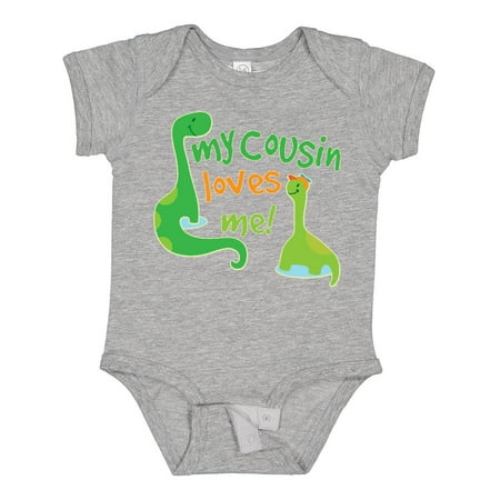 

Inktastic My Cousin Loves Me Dinosaur Gift Baby Boy or Baby Girl Bodysuit