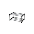 thumbnail image 2 of Mainstays 2-Tier Black and Silver Shoe Rack for Shoe Storage with Iron Poles & Plastic Connectors, Holds up to 4 Pairs, 2 of 11