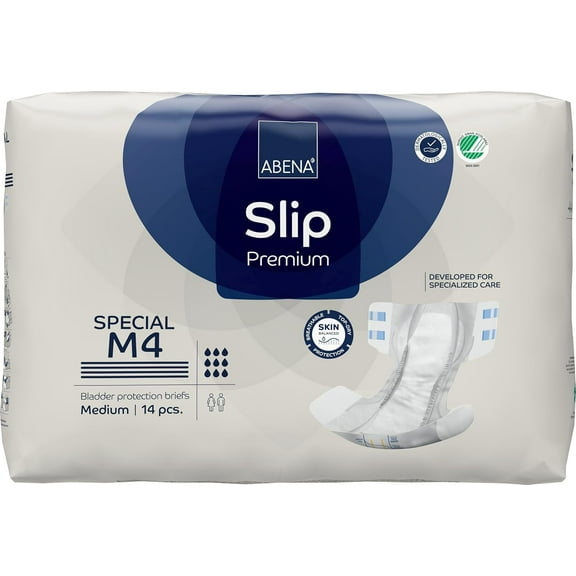 Abena Classic Design Adult Diapers, Slip Special Premium Incontinence Briefs, Heavy Absorbency, Level 4, Medium, 14 Count
