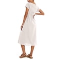 thumbnail image 3 of Vestido midi Zhyaj con cuello redondo y manga corta holgado, túnica de algodón, 3 of 7