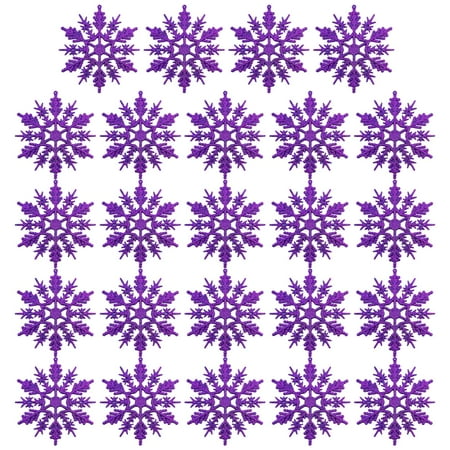 

✪ Christmas Snowflake Pendant 24pcs/set Glitter Plastic Tree Window Wall Decor