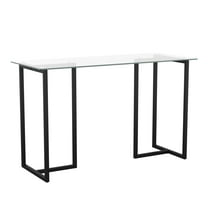 Martha Stewart Eli Home Office Glass Top Desk with Oil Rubbed Bronze Metal Frame